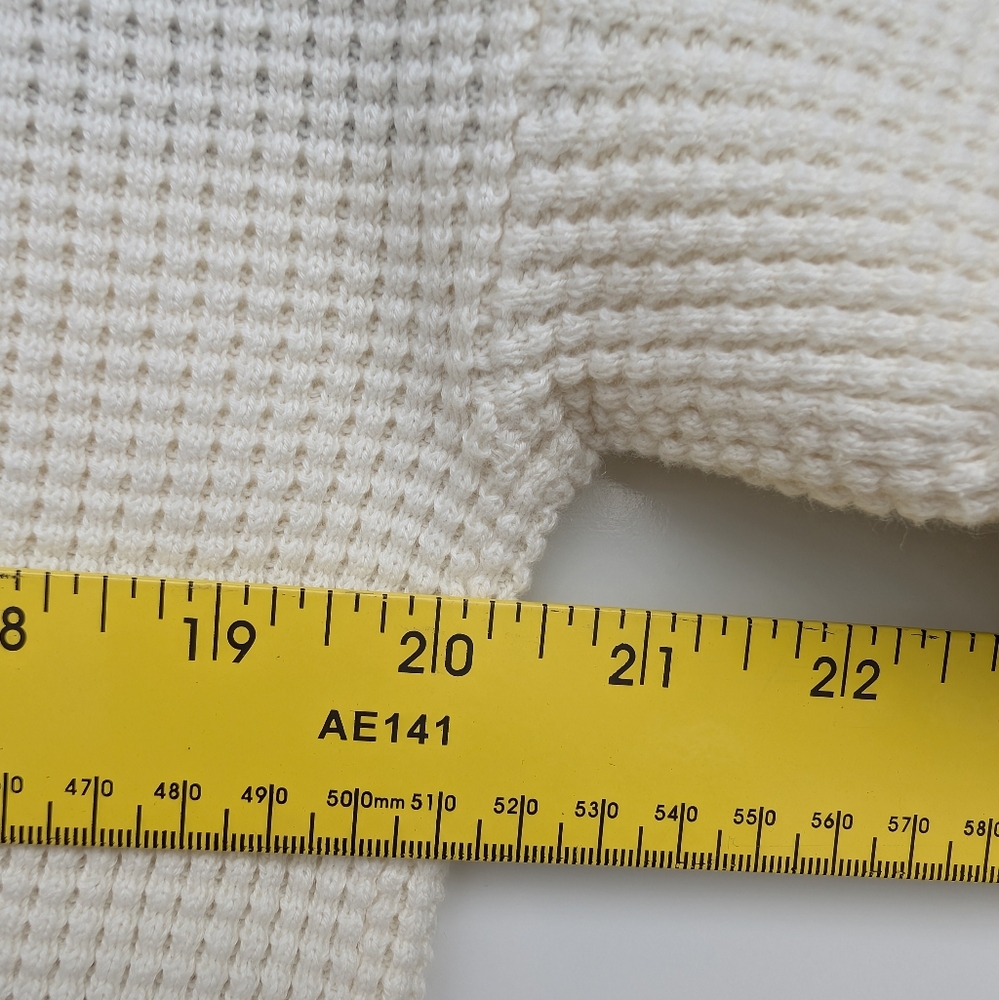 L.L.Bean Cotton Waffle Knit Sweater Cream Black Stripe – Women’s M - Picture 7 of 9